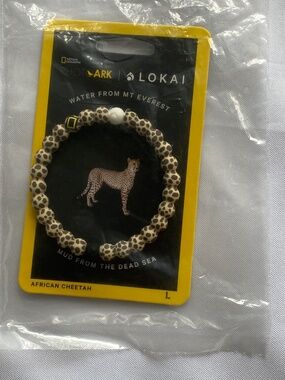 Lokai National Geographic African Cheetah Beaded Stackable Silicone Bracelet